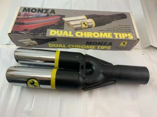 Vintage Old School Dual Slash Monza Resonated Exhaust Tip 2 1/4 " Inlet Nos