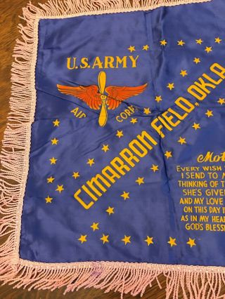 Vintage Ww2 Us Military Cimarron Field Oklahoma Blue Gold Pillow Cover Army