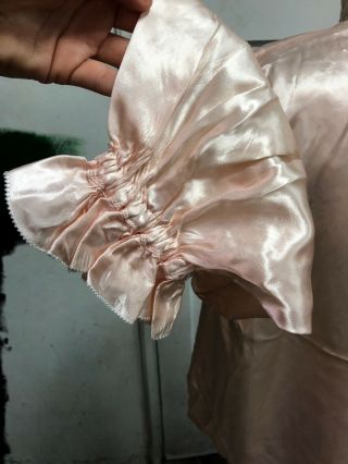 Antique 1930s Pink Silky Satin Rayon Blouse Silk Ribbon Bows Bed Jacket Vintage 7