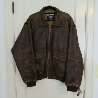 Us Wings Made In Usa L Large Leather Jacket Military A2 Bomber Indiana Jones Vtg