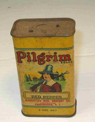Vintage PILGRIM PURE SPICES Red Pepper Spice Tin 4