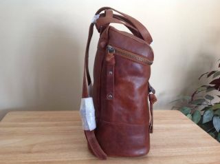 Frye Melissa Zip Antique Pull Up Leather Backpack Shoulder Bag Cognac Brown NWT 3