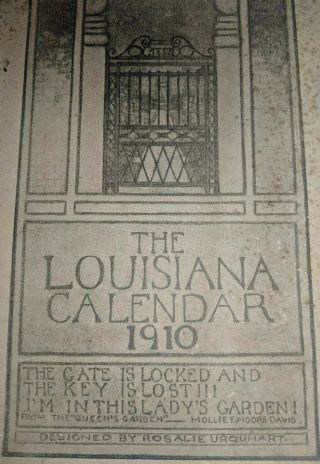 The Louisiana Calendar 1910 Newcomb College Rare Orleans Rosalie Urquhart