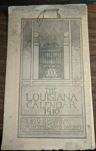 The Louisiana Calendar 1910 Newcomb College Rare Orleans Rosalie Urquhart 2