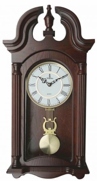 Pendulum Wall Clock Silent Stylish Dark Wooden Design Clock Battery Operated