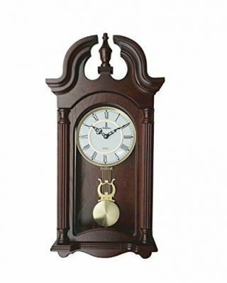 Pendulum Wall Clock Silent Stylish Dark Wooden Design Clock Battery Operated 5