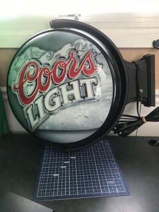 Vintage Coors Light Beer Rotating Mounted Swivel Lighted Bar Sign