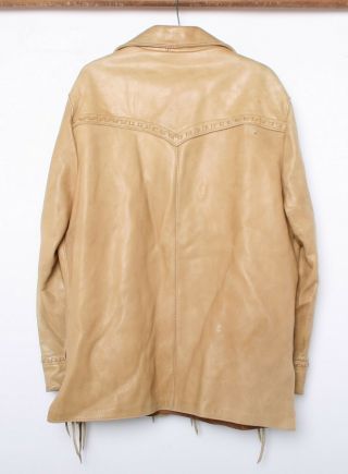 Vintage PIONEER WEAR Heavy Tan Leather Western Jacket Sz.  46L 3