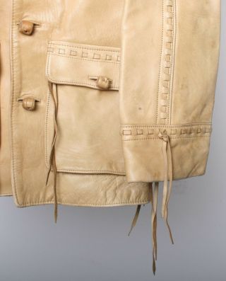Vintage PIONEER WEAR Heavy Tan Leather Western Jacket Sz.  46L 5