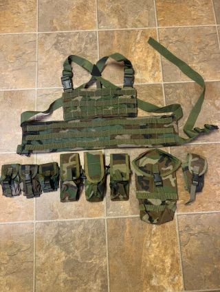 Tactical Tailor M81 Woodland Chest Rig W/tt Pouches Vintage