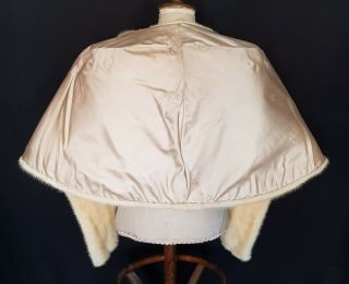 Real Pearl Blonde Mink Fur Stole with Collar Extra Large Size 12