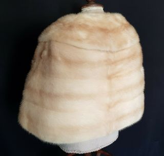 Real Pearl Blonde Mink Fur Stole with Collar Extra Large Size 7