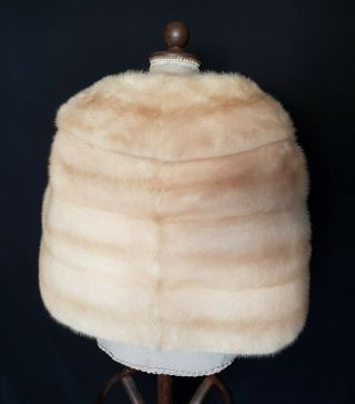 Real Pearl Blonde Mink Fur Stole with Collar Extra Large Size 9