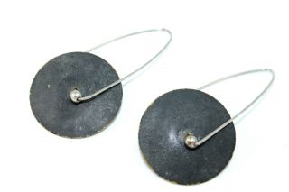 Big Modernist Artisan Mixed Metal Kinetic Spinning Disc Handmade Earrings