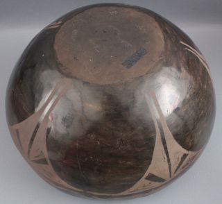 Large Antique Circa - 1900 Santa Clara Pueblo American Indian Black Pottery Bowl 6