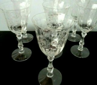 Set of 6 FOSTORIA Vintage Crystal Clear NAVARRE Pattern Water Goblets 7 5/8 