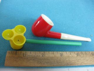 Vintage Set Of Two Toy Bubble Pipes From The 1960 