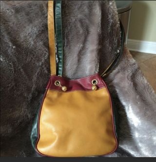 Bottega Veneta Vintage Over The Shoulder Bag Green/dark Red / Yellow