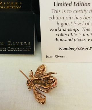 Joan Rivers Numbereed Ltd.  Ed.  Pink Pansy Bee Pin Brooch NIB 2