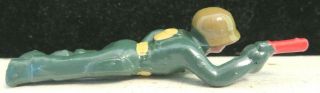 Vintage Barclay Lead Toy Soldier Crawling With Pistol In Green B - 241