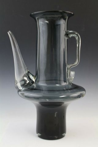 Vintage Blenko American Amethyst Art Glass Handled Pour Spout Water Pitcher