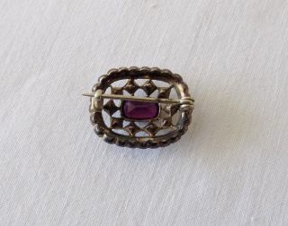 Vintage Silver Brooch with Sparkling Stones Suffragette Colours 4