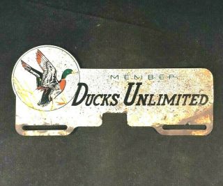 Vintage Ducks Unlimited Member License Plate Topper Rare Old Advertising Sign