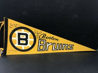 Vintage 1970 Boston Bruins Pennand Signed By Bobby Orr Phil Esposito Rare
