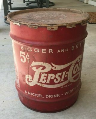 Vintage Pepsi - Cola Double Dot Advertising Metal Drum