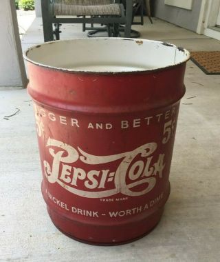 Vintage Pepsi - Cola Double Dot Advertising Metal Drum 6