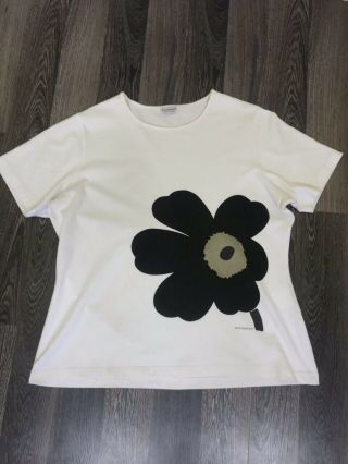 Vintage Marimekko Short Sleeve Clover Crew Neck Top T - Shirt Womens Sz Xxl Floral