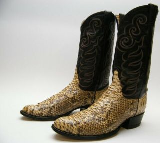 Mens Vtg Tony Lama Blk Label Python Snakeskin Cowboy Western Boots 12 B