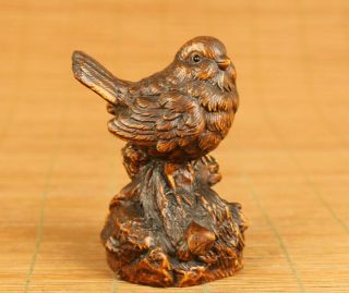 Lovely Chinese Old Boxwood Bird Statue Figure Netsuke Lovely Gift Hand Piece