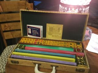 Vintage Mah Jong Set With Bakelite Catalin 152 Tiles & Trays