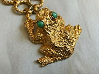 Vintage 1971 Mimi Di N Runway Couture Frog Pendant Necklace - Huge High Fashion