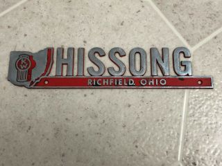 Vintage Metal Hissong Kenworth Kw Richfield Ohio Emblem Bade Metal