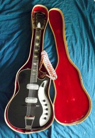 1961? 60s Vtg Silvertone Electric Guitar In Case With Strings