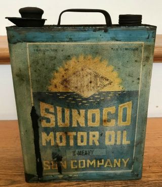 Vintage Sunoco Sun Motor Oil One Gallon Flat Can