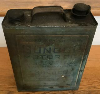 Vintage Sunoco Sun Motor Oil One Gallon Flat Can 3