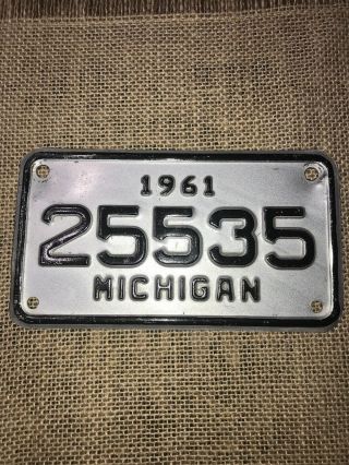 Vintage 1961 Michigan Motorcycle License Plate Harley Indian