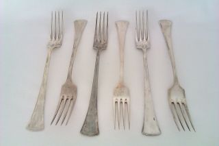 Rare Set Of 6 Solid Silver Czechoslovakian Dessert Forks Circa 1932 246 Grams