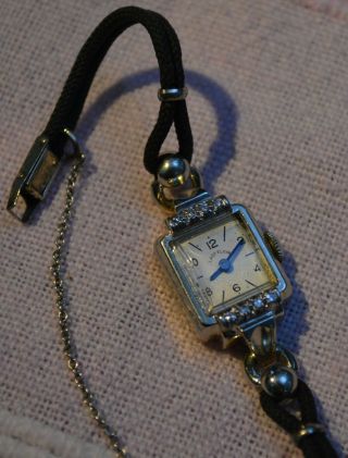 Vintage Lady Elgin Ladies 14k Solid Gold Diamond Watch Of Year 1943