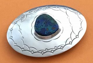 VTG STERLING SILVER Native American Style Green Blue TURQUOISE Stone BELT BUCKLE 2