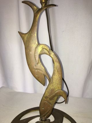 Vintage Art Deco Modern Fish Lamp Brass Copper Mid Century Lighting 2