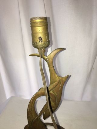 Vintage Art Deco Modern Fish Lamp Brass Copper Mid Century Lighting 7