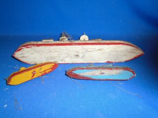 3 VINTAGE 1930 ' S WOODEN MADE IN JAPAN SHIPS BOATS 12 