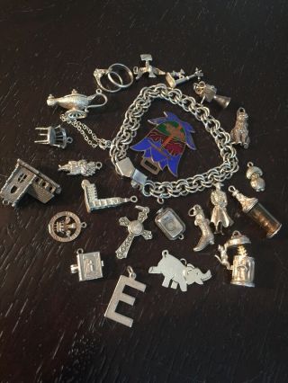 Vintage Sterling Silver Or 800 Charm 4 Bracelet English Movers