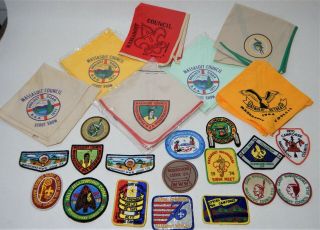 Vintage Boy Scout Patches Scarves Massasoit Noquochoke Councils Oa 1960 