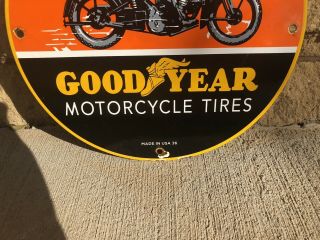 VINTAGE GOODYEAR MOTORCYCLE TIRES PORCELAIN SIGN 