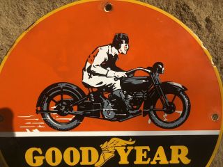 VINTAGE GOODYEAR MOTORCYCLE TIRES PORCELAIN SIGN 